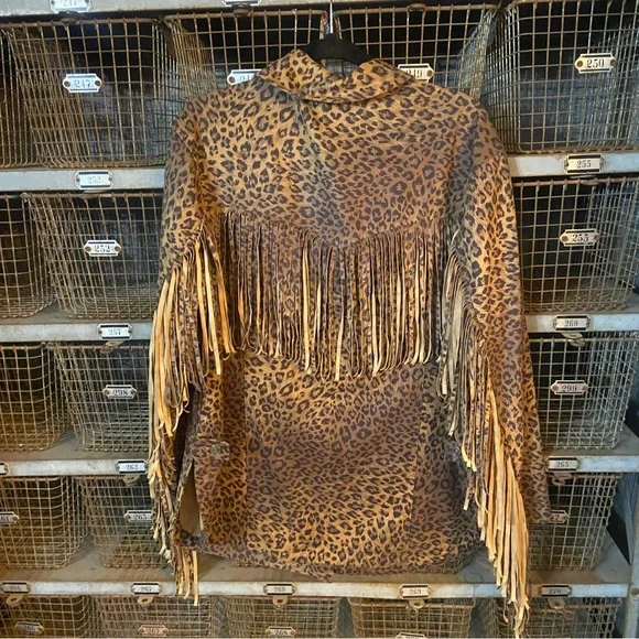 Free People Leopard Print Fringe Jacket in Brown - Picture 6 of 11